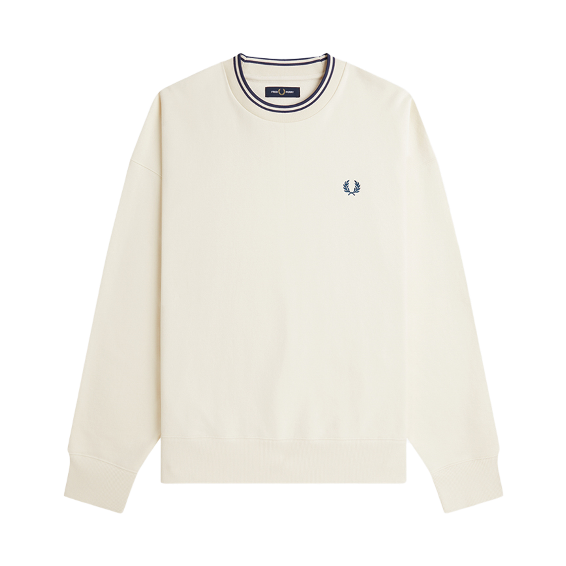 프레드페리 오버사이즈드 팁드 스웻셔츠 에크루(Fred Perry Oversized Tipped Sweatshirt Ecru)