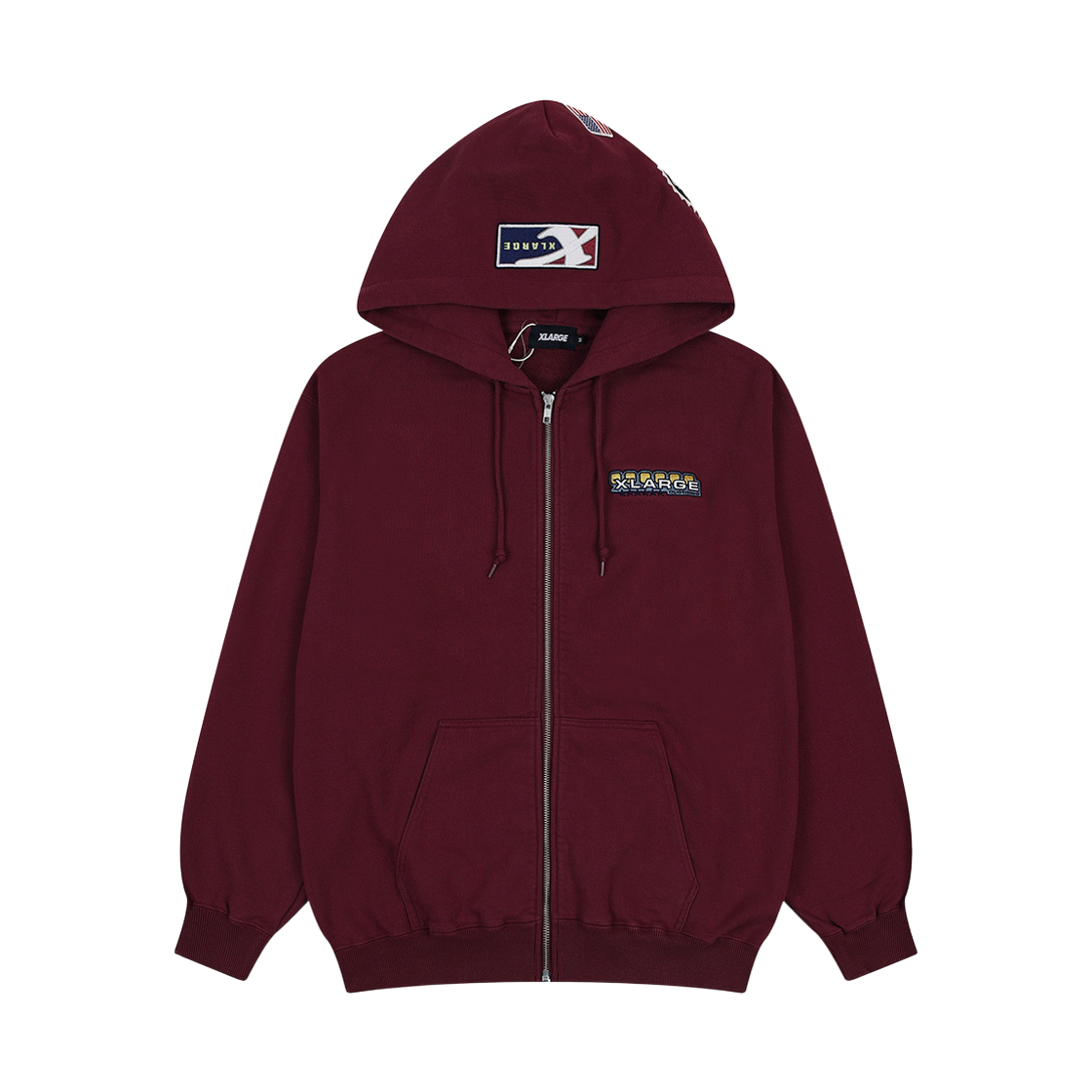 XL4CJI0002WI PEER Xlarge Multi Emblem Zip Hooded Sweatshirt Wine