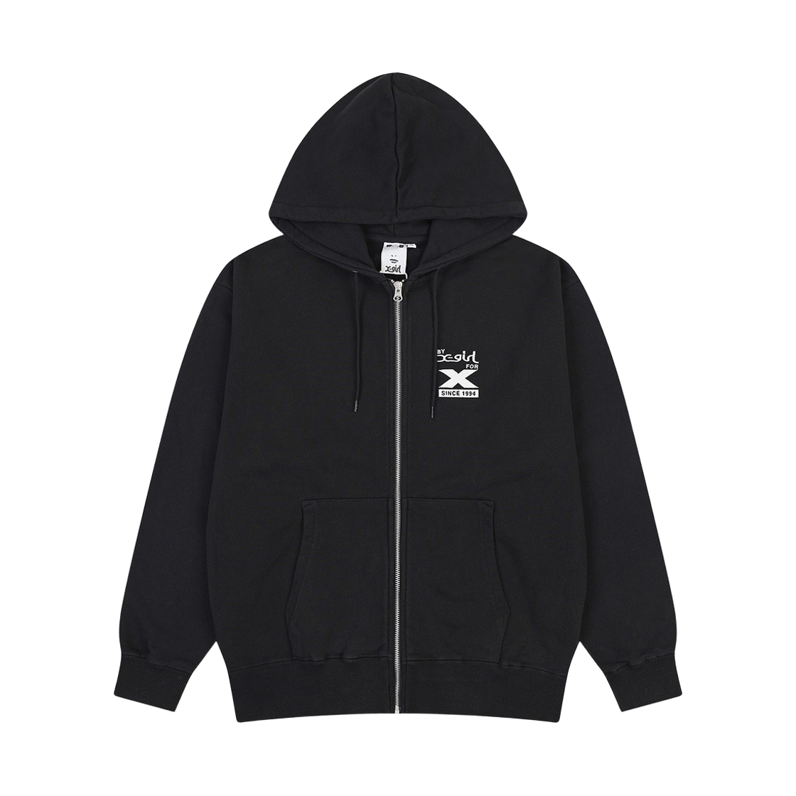 피어 엑스걸 바이 엑스걸 포 엑스 집업 스웨트 후디 블랙(PEER X-girl By X-girl For X Zip Up Sweat Hoodie Black) - 1
