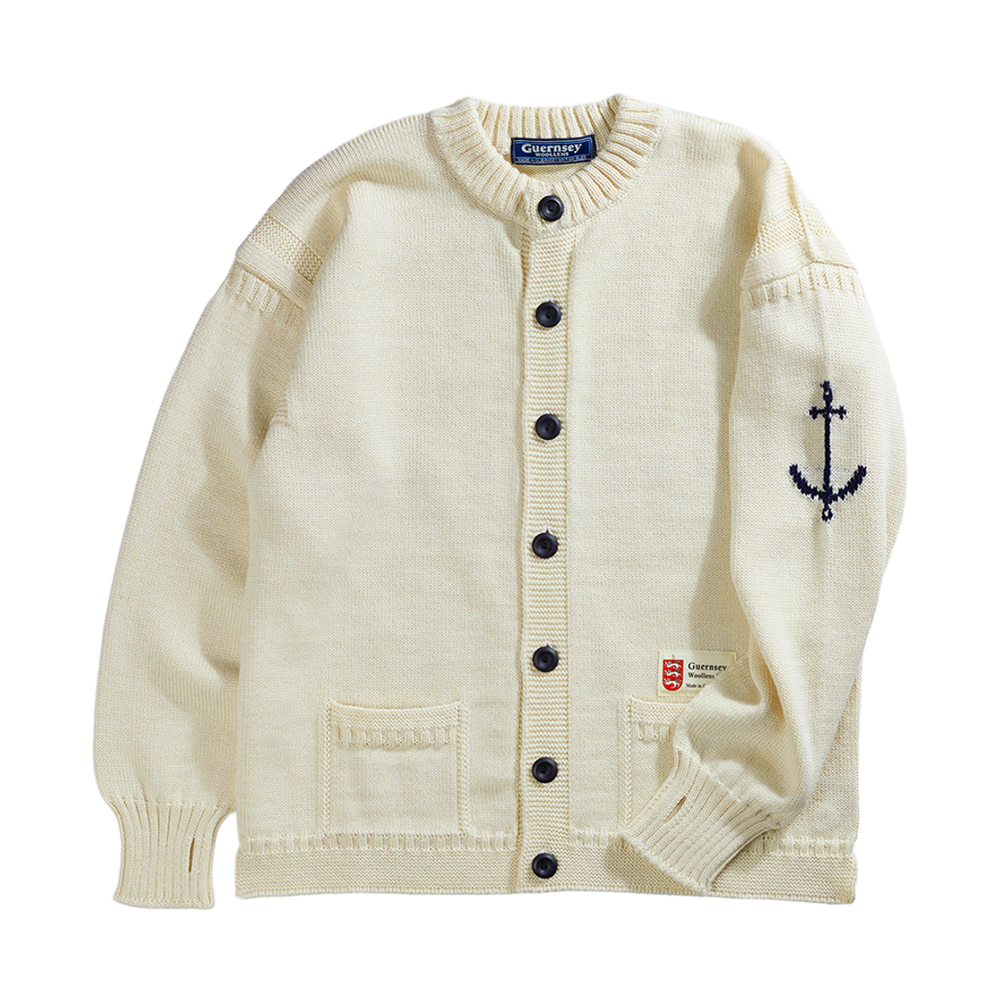 gwtr4301-ar Guernsey Woollens Fisherman Wholegarment Cardigan Aran