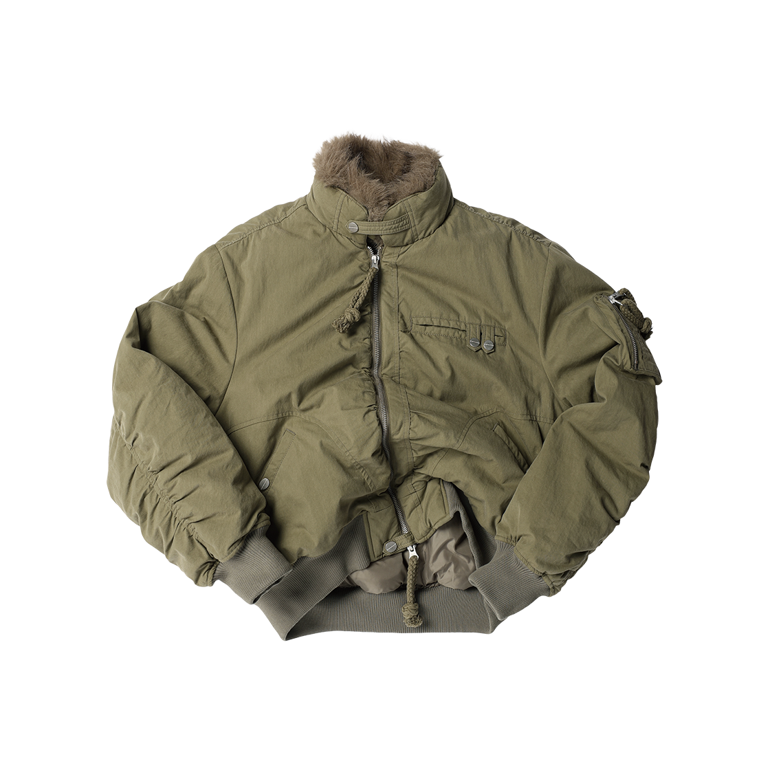 더바이닐하우스 유틸리티 퍼 봄버 자켓 카키(Thevinylhouse Utility Fur Bomber Jacket Khaki) - 4