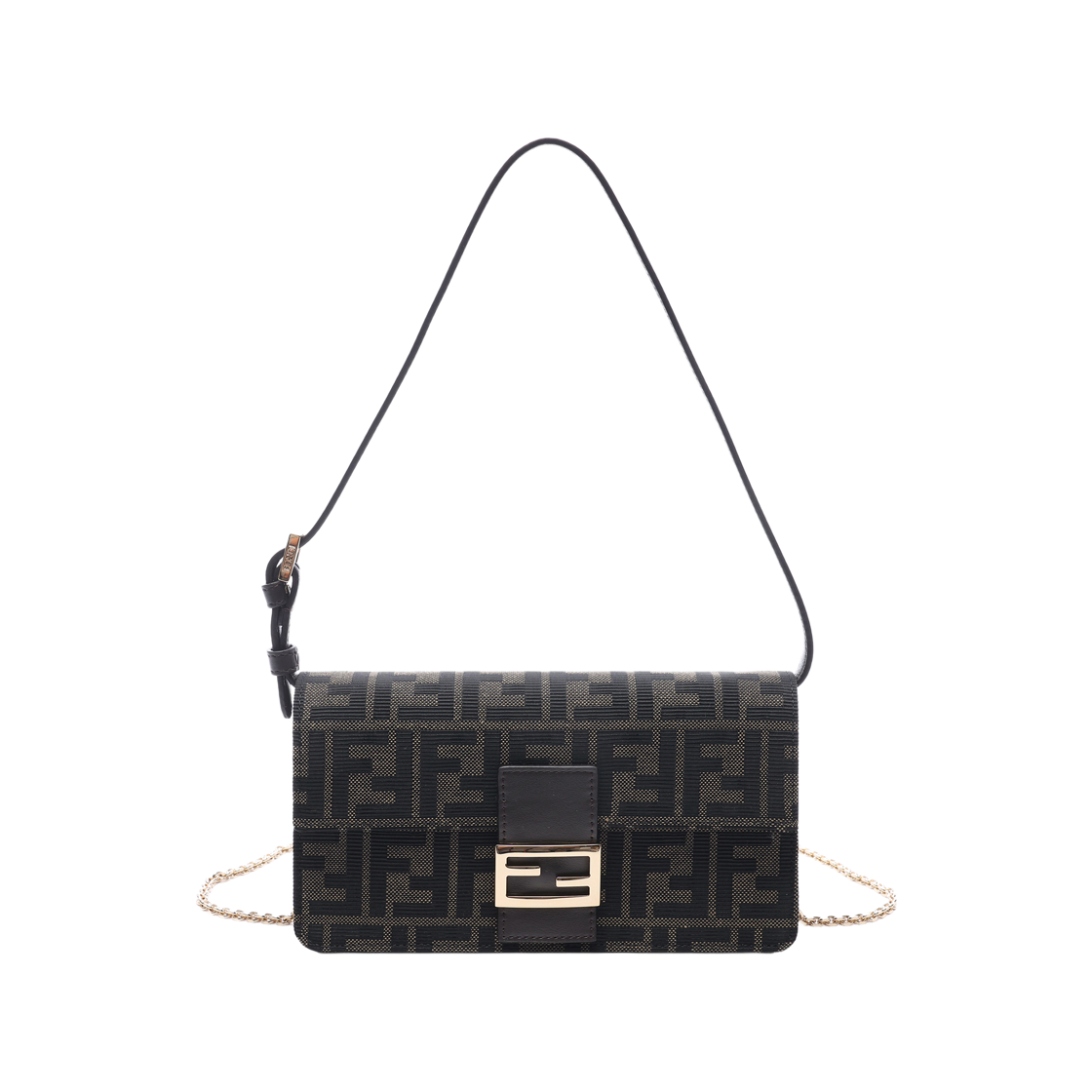 8M0602 B17A F14YN 26F [15% 쿠폰] Fendi FF Jacquard Tube Chain Wallet Brown
