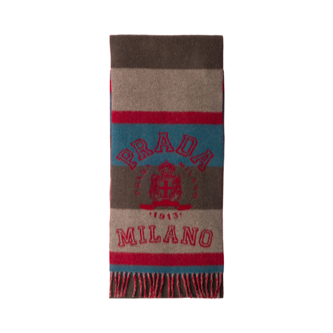 2FS168-2ZQ2-F0RAS Prada Wool and Cashmere Scarf Red Brass