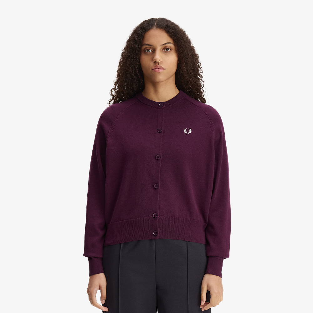 프레드페리 우먼즈 오버사이즈드 크루넥 가디건 플럼(Fred Perry Oversized Crew Neck Cardigan Plum) - 3