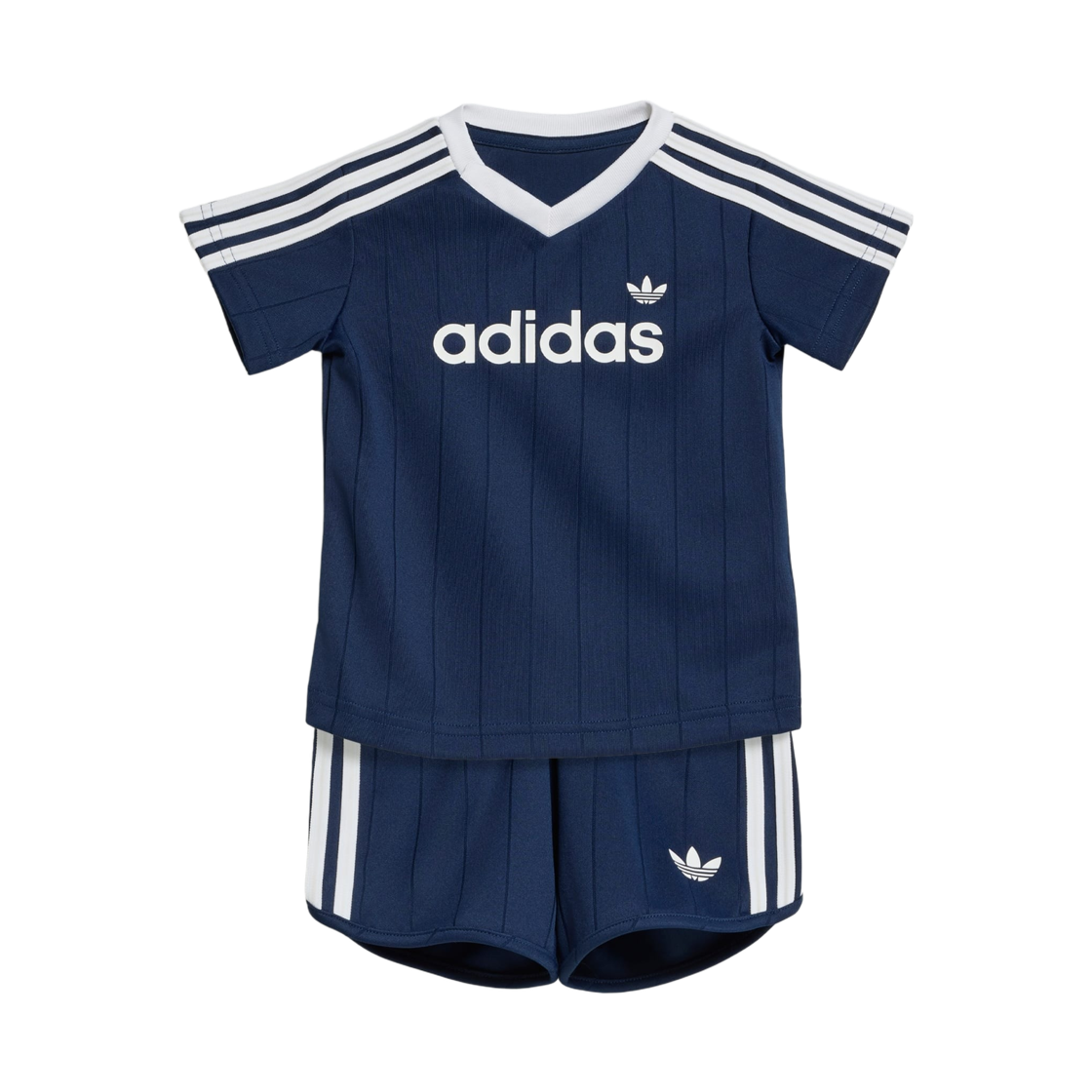 KT4364 (Kids) Adidas Pinstripe Sprinter Shorts T-Shirt Set Night Indigo - KR Sizing