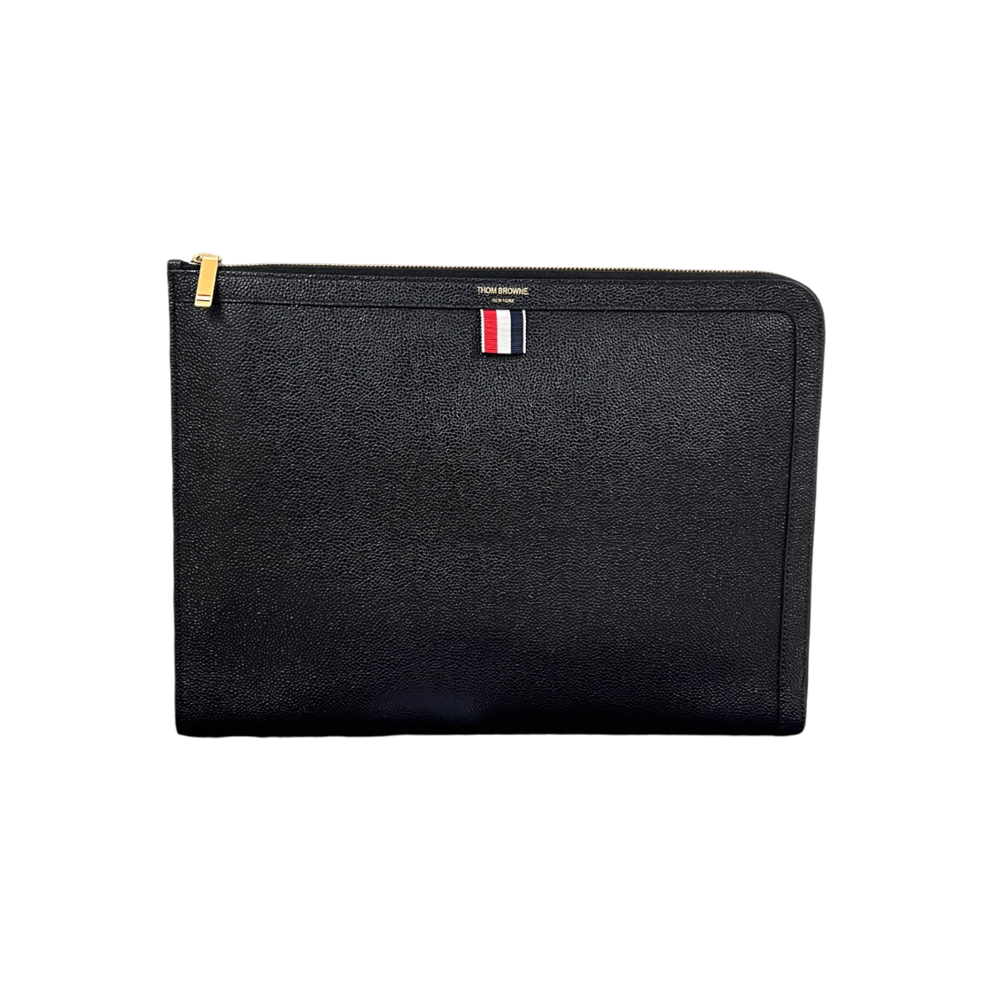 ITRF5HDOEVUL Thom Browne Pebble Grain Document Clutch Bag Black