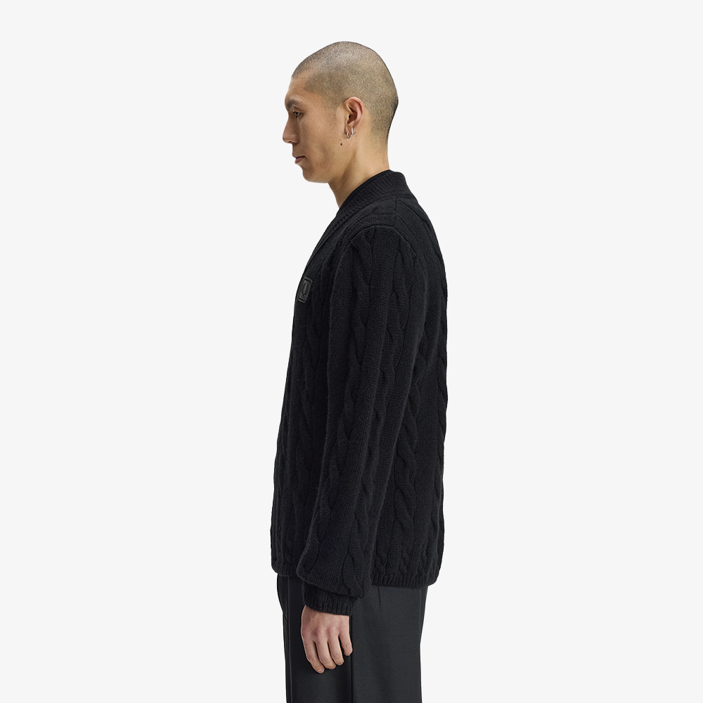 프레드페리 레더 패치 릴렉스드 케이블 니트 스웨터 블랙(Fred Perry Leather Patch Relaxed Cable Knit Sweater Black) - 4