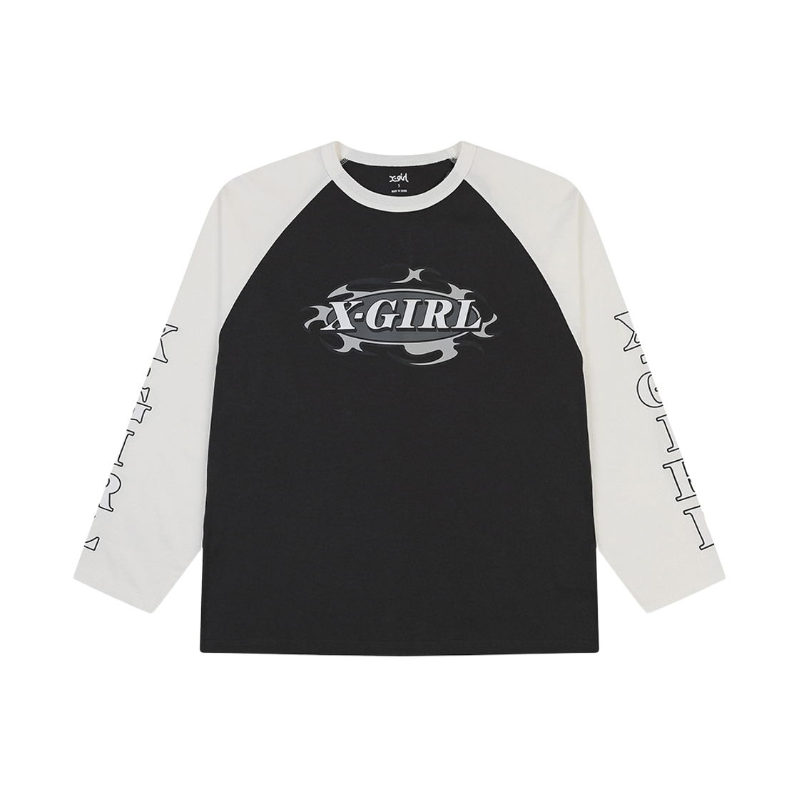 XG4CTT0001CC PEER X-girl Curved Oval Logo B/B Big Tee Black