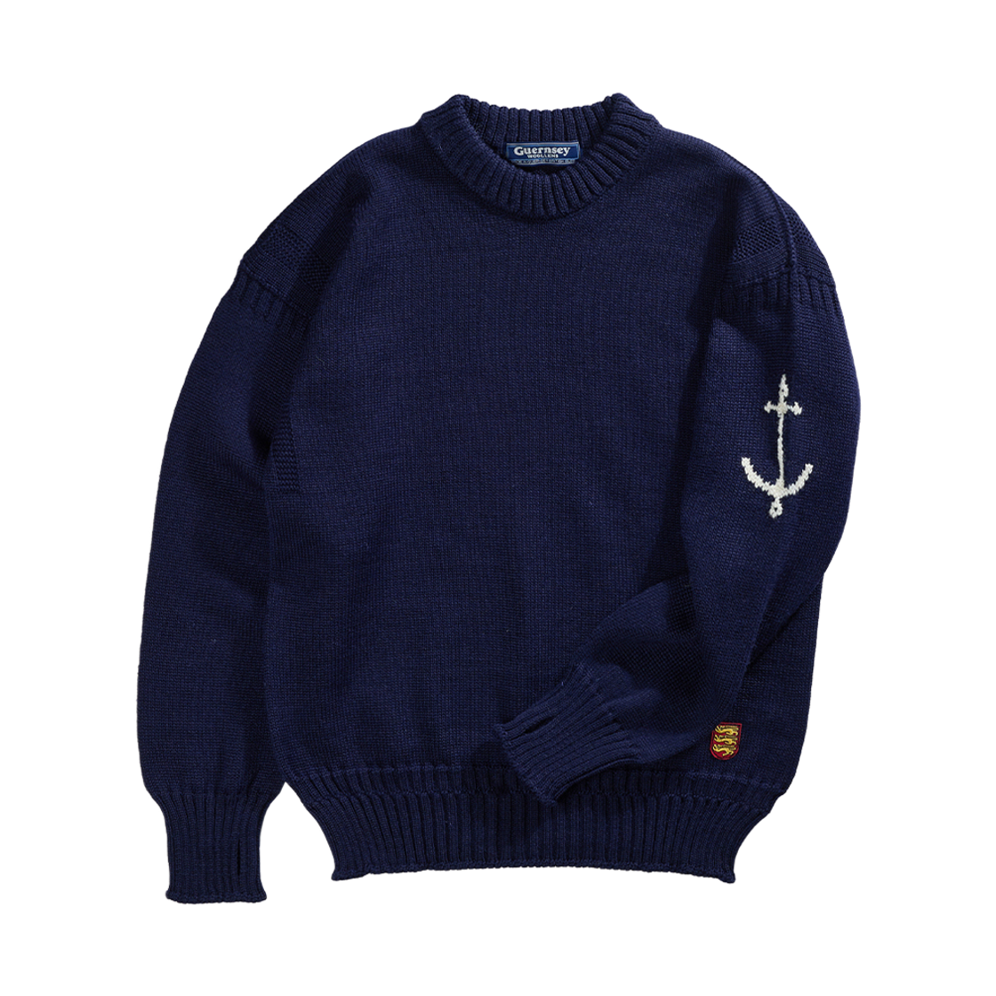gwcr4001-nv Guernsey Woollens Crewneck Wholegarment Sweater Navy