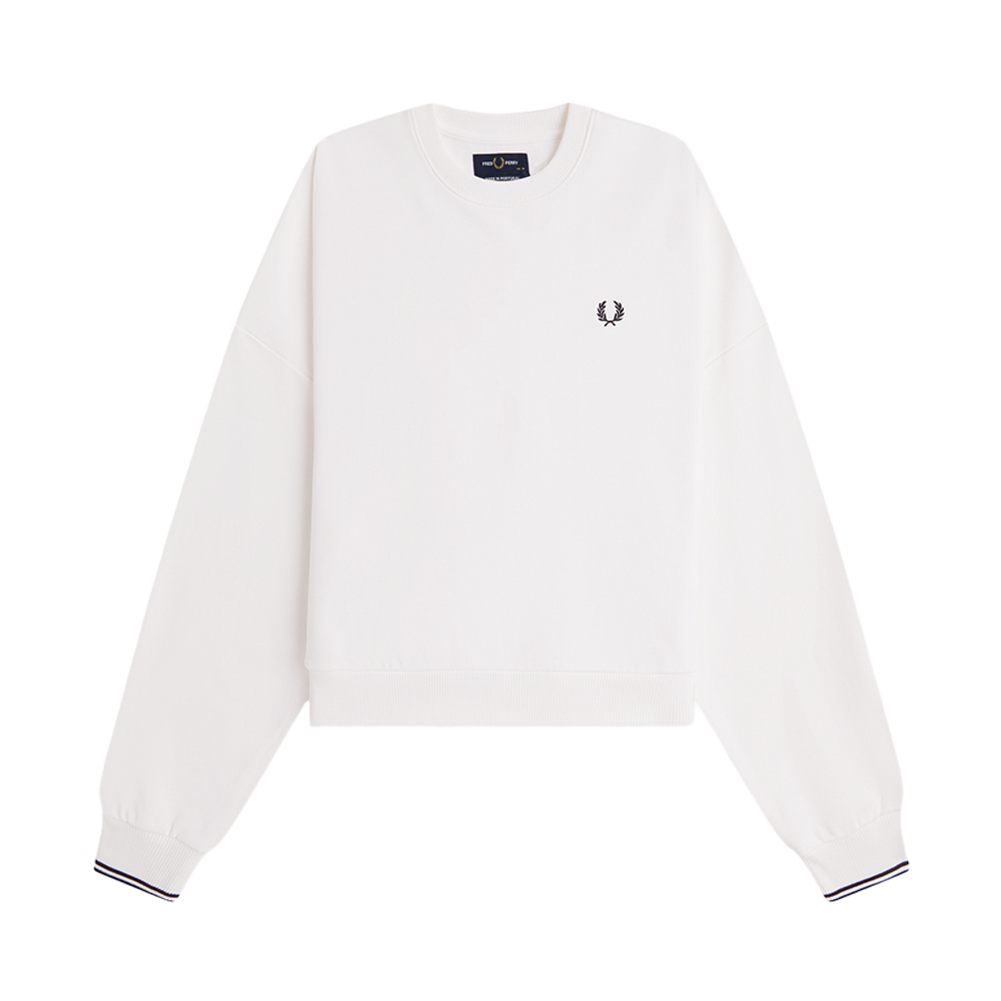 프레드페리 우먼즈 오버사이즈드 팁 스웻셔츠 스노우화이트(Fred Perry Oversized Tipped Sweatshirt Snow White)