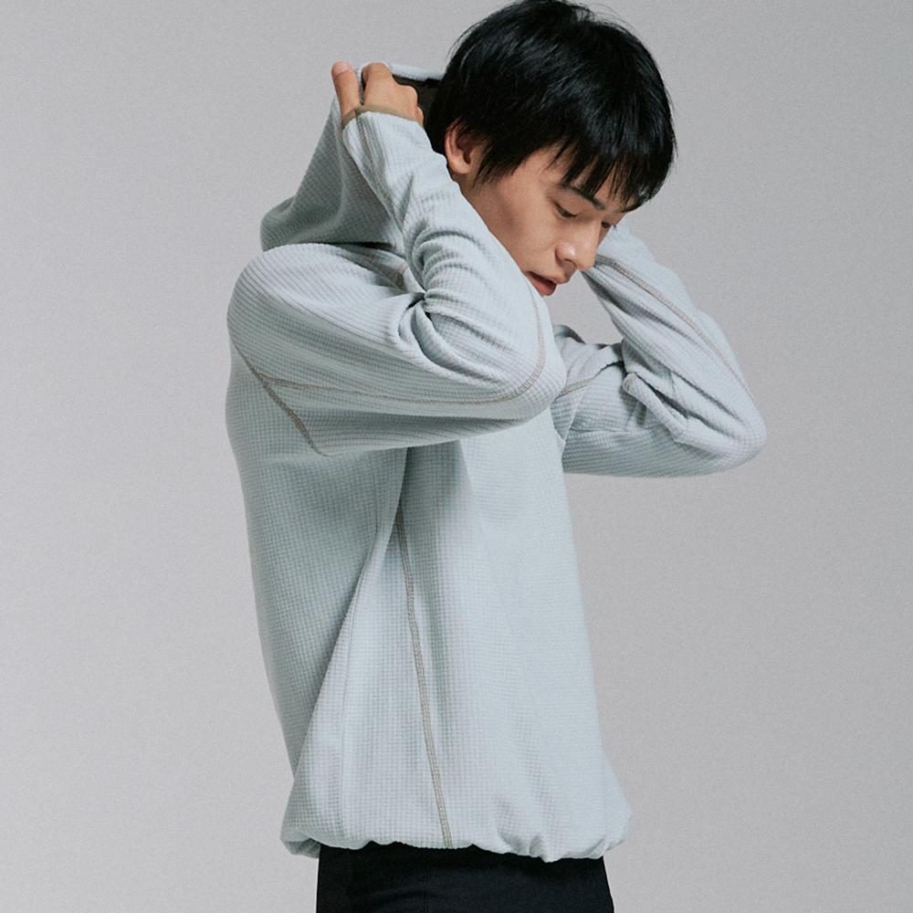 챕터엑스 그리드 텍스쳐 트레킹 후디 그레이(Chapter.X Grid Texture Trekking Hoodie Grey) - 3