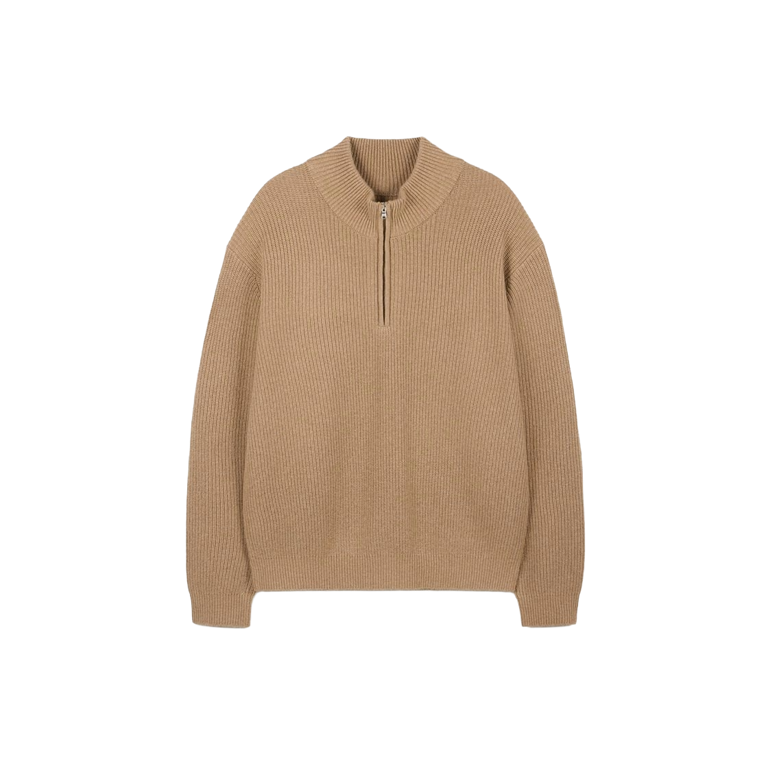 TNSW6F109I2 TNGT Cashmere Blended Half-Zip Knit Top Beige