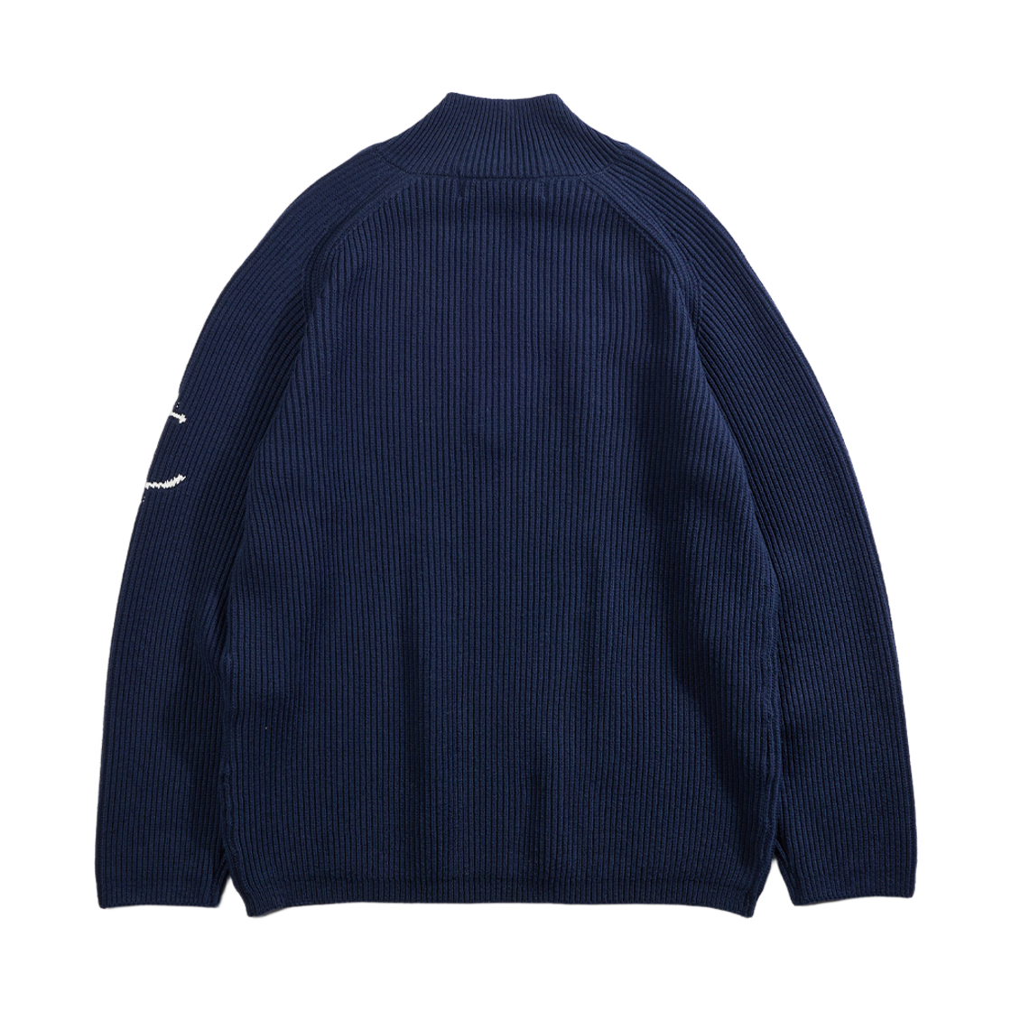 건지울른스 코튼 브리티쉬 립 하프 집업 스웨터 네이비(Guernsey Woollens Cotton British Rib Half Zip Sweater Navy) - 2