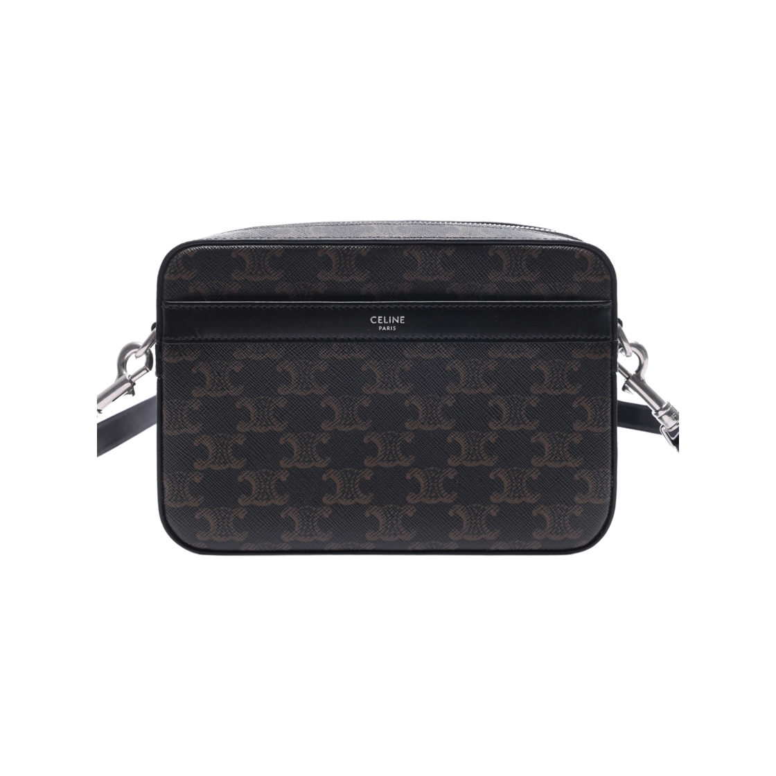 113942EVJ 38SI 26F [15% 쿠폰] Celine Small Messenger Bag in Triomphe Canvas Calfskin Black
