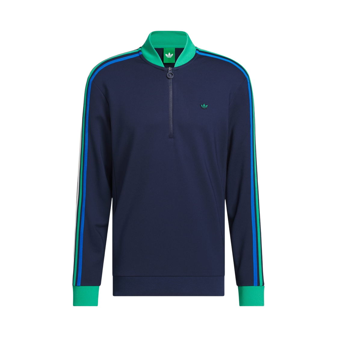 KB8627 Adidas Golf Originals 3-Stripes Half Zip Sweatshirt Night Indigo Court Green - KR Sizing