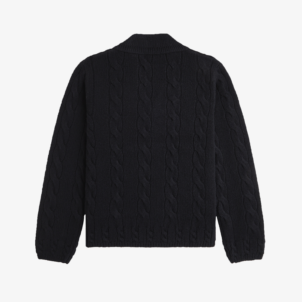 프레드페리 레더 패치 릴렉스드 케이블 니트 스웨터 블랙(Fred Perry Leather Patch Relaxed Cable Knit Sweater Black) - 2