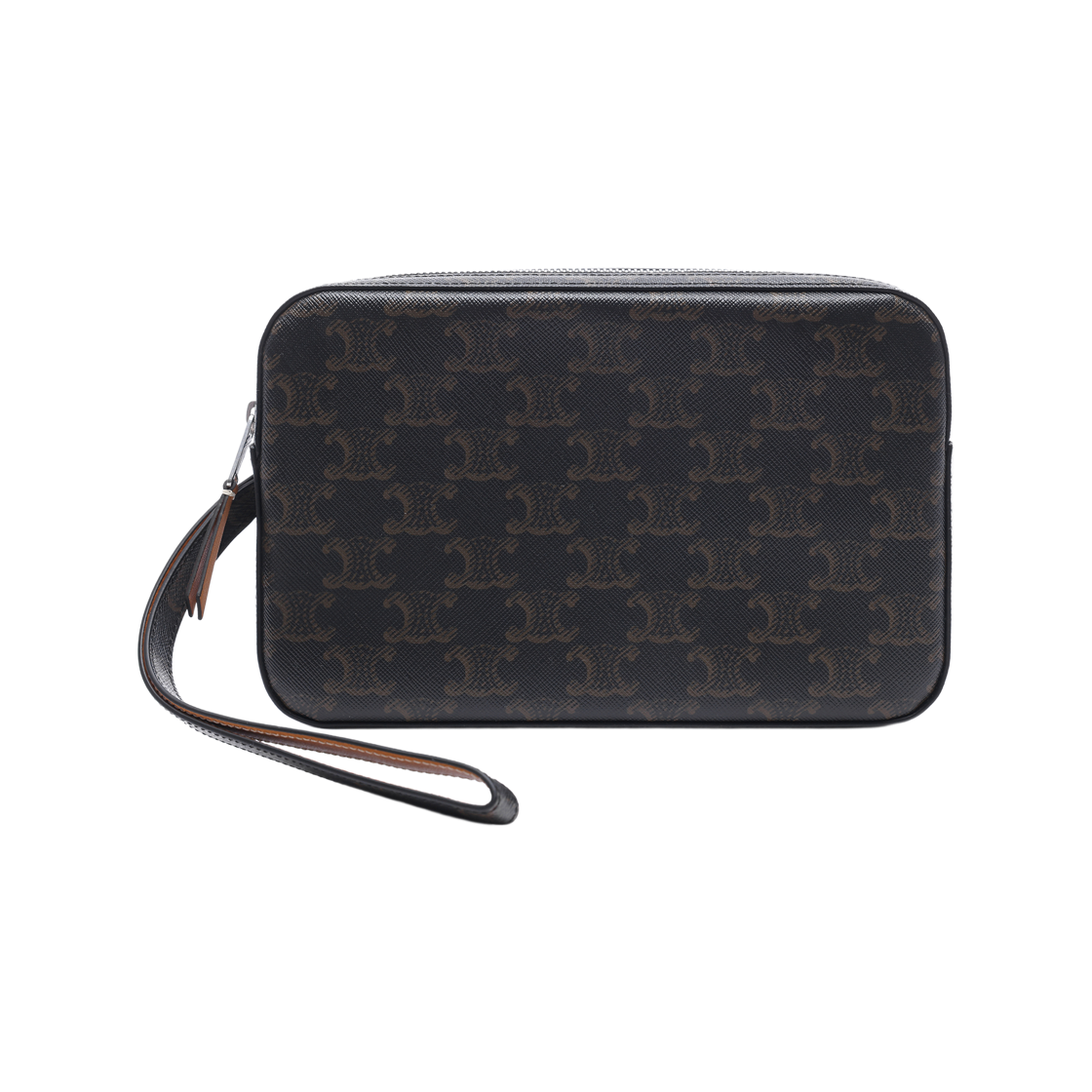 [15% 쿠폰] 셀린느 스트랩 파우치 트리옹프 캔버스 카프스킨 탄([15% 쿠폰] Celine Pouch With Strap in Triomphe Canvas and Calfskin Tan) - 2