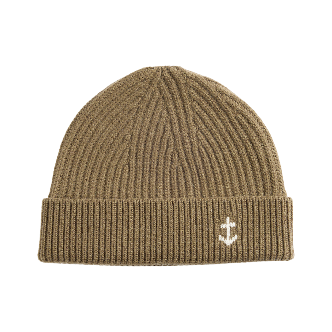 GW1DAC01-kh-fr Guernsey Woollens Anchor Floating Short Beanie Khaki