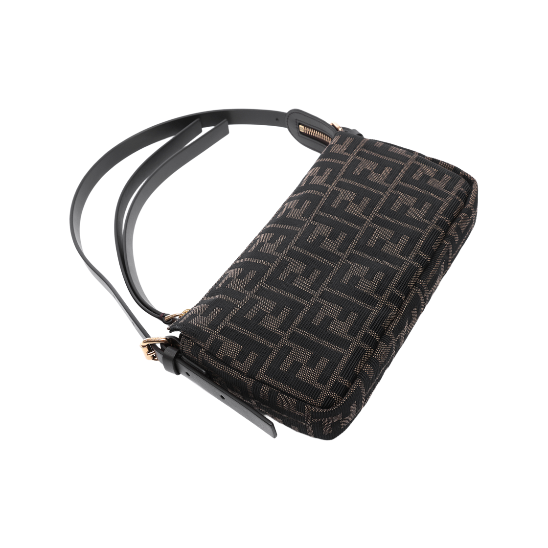 [15% 쿠폰] 펜디 지퍼 탑 스몰 FF 주카 자카드 패브릭백 브라운([15% 쿠폰] Fendi Zipper Top Small FF Zucca Jacquard Fabric Bag Brown) - 5