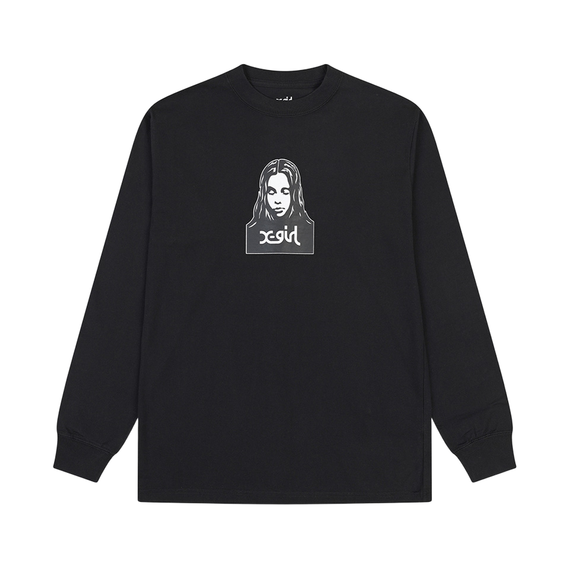피어 엑스걸 페이스 롱 슬리브 티 블랙(PEER X-girl Face L/S Tee Black)