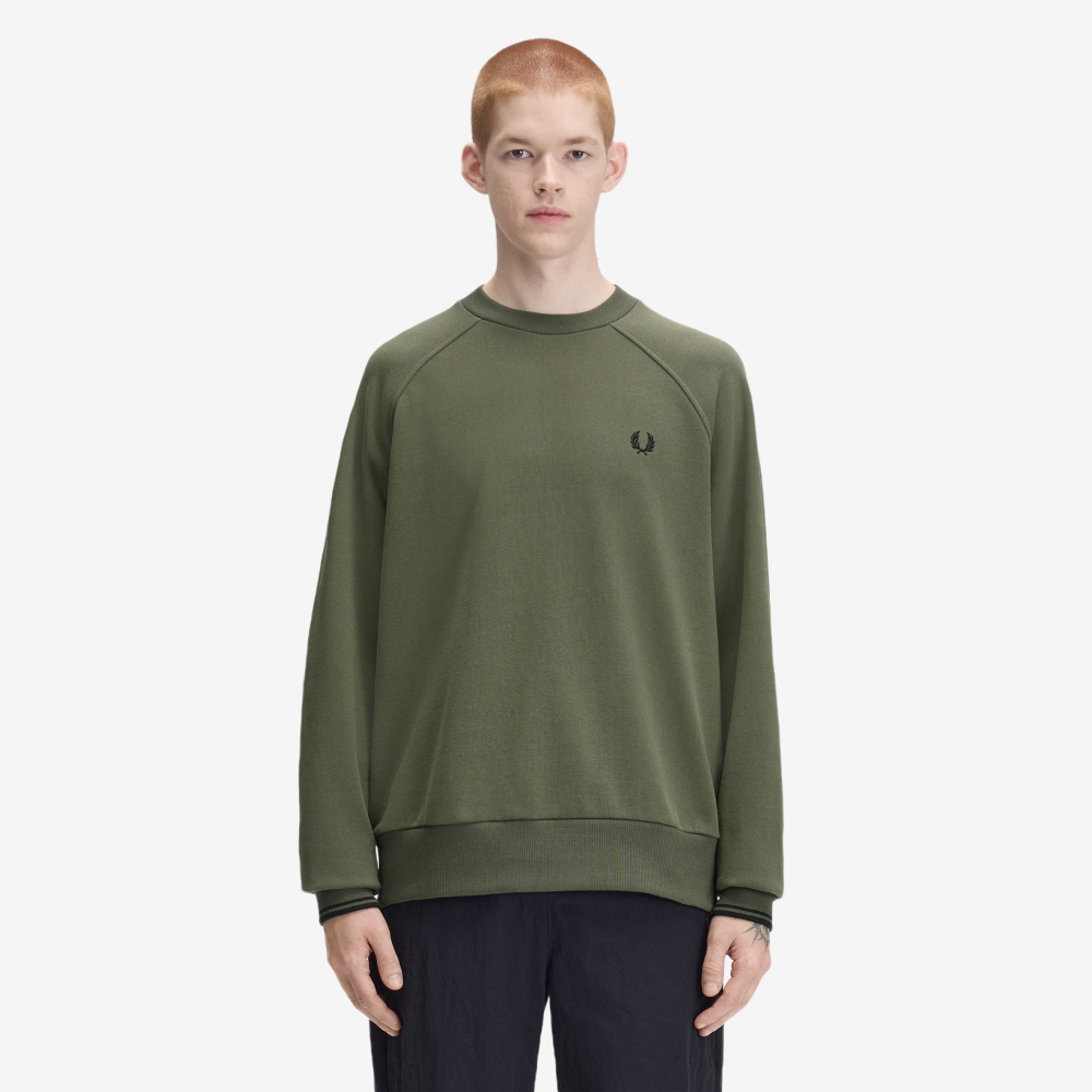 프레드페리 릴렉스드 팁드 크루넥 스웻셔츠 로렐리스그린(Fred Perry Relaxed Tipped Crewneck Sweatshirt Laurel Wreath Green) - 2