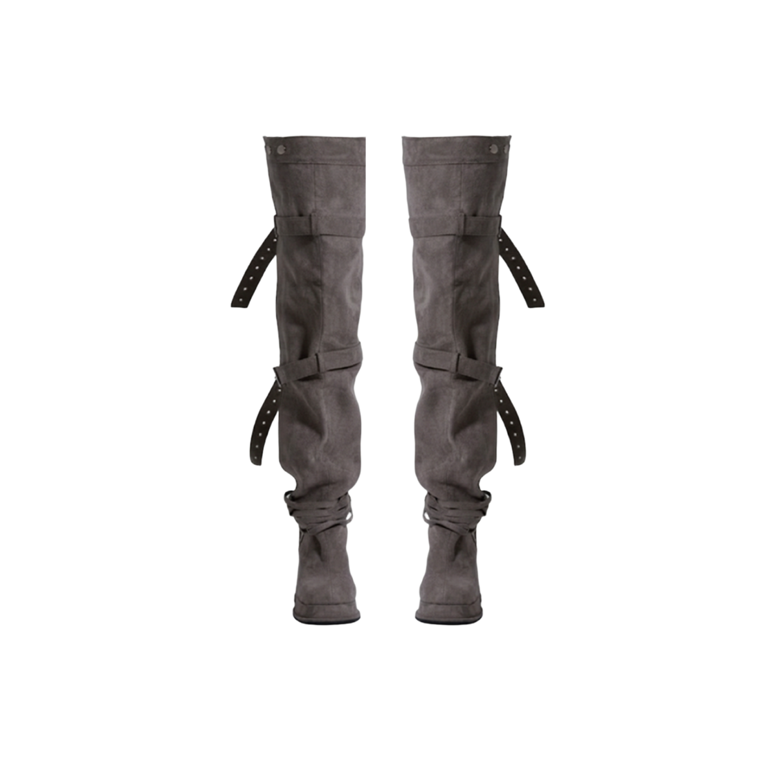 P0000FTA Gateless Buckle Thigh High Boots-Gray