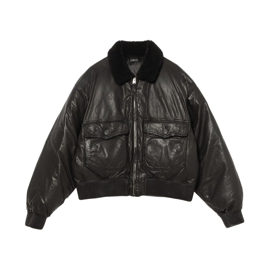 11-18-3297-202 Beams Wide Short Fit G-1 Sheep Leather Down Jacket Black