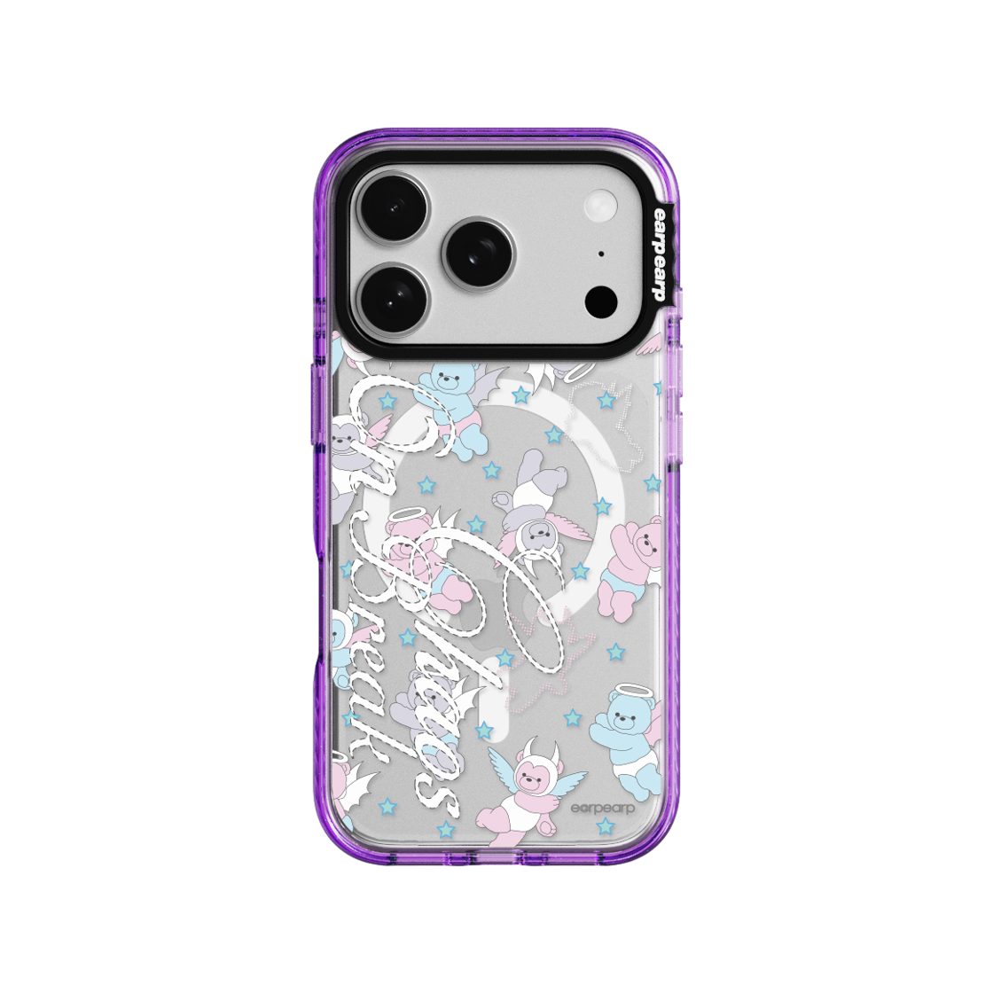 E2607_0162 EARPEARP Chaos Bear Wave Label+ Magsafe Case Purple