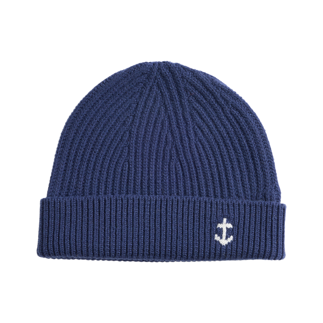 GW1DAC01-blu-fr Guernsey Woollens Anchor Floating Short Beanie Midnight Blue