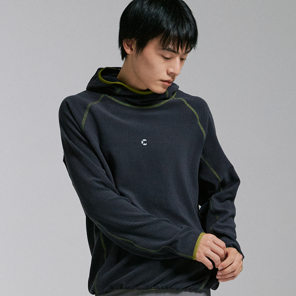챕터엑스 그리드 텍스쳐 트레킹 후디 차콜(Chapter.X Grid Texture Trekking Hoodie Charcoal) - 3
