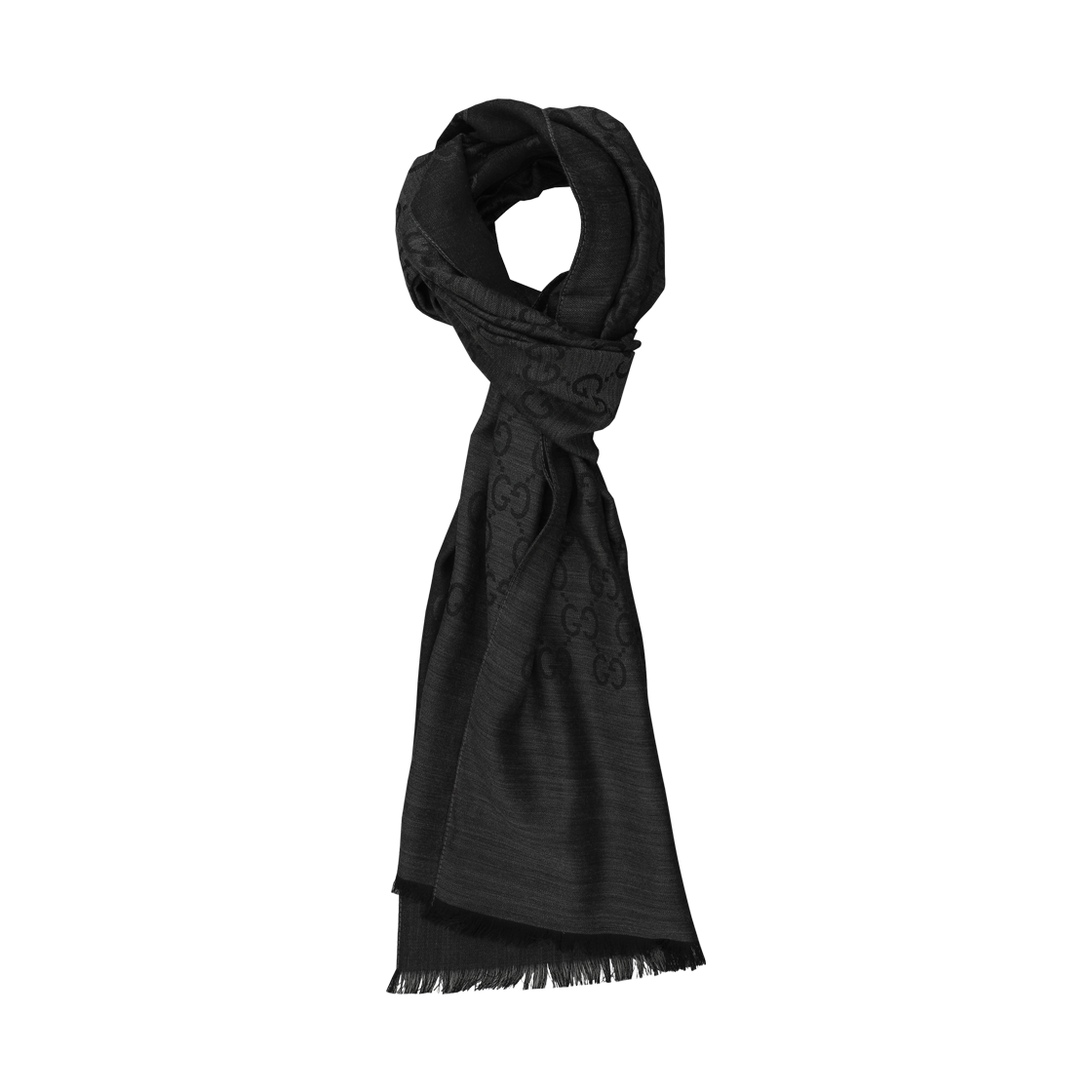 165904 3G646 1100 [15% 쿠폰] Gucci GG Wool Silk Jacquard Scarf Dark Grey