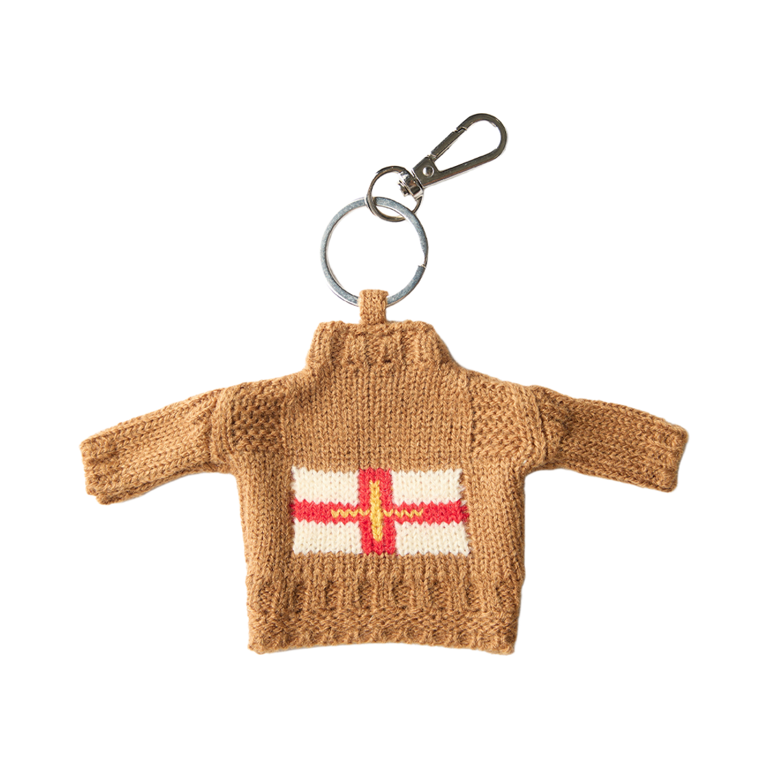 GW2DAC00-cm Guernsey Woollens Guernsey Double Cross Sweater Keyring Camel