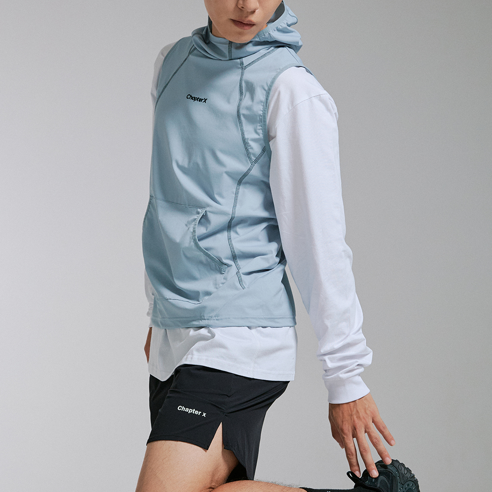 챕터엑스 퀵 드라이 아웃 레이어 베스트 스카이 블루(Chapter.X Quick-Dry Hooded Layer Vest Sky Blue) - 5