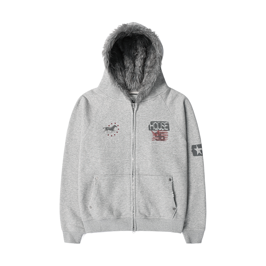 VH2GFUM480AGR [KREAM 단독] Thevinylhouse Rusty Fur Hoodie Zip-Up Grey