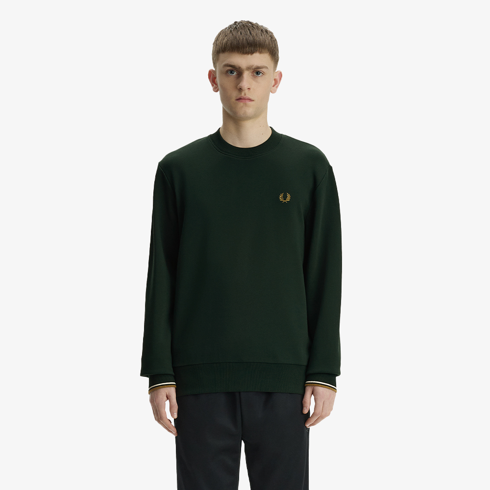 프레드페리 크루넥 스웻셔츠 그래스루츠/에크루/브론즈(Fred Perry Crew Neck Sweatshirt Grassroots/Ecru/Bronze) - 3