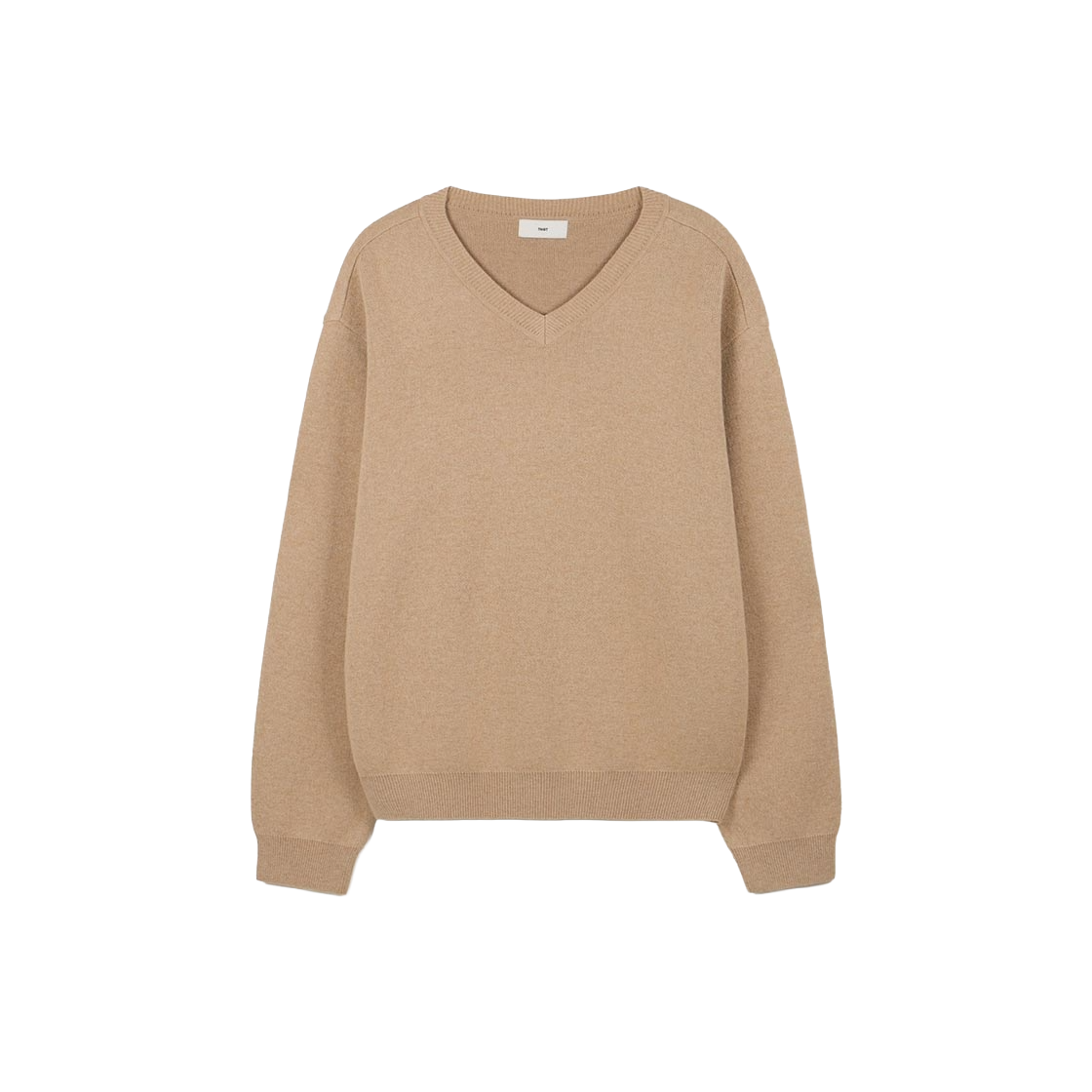 TNSW6F114I2_W TNGT W Cashmere Blended V-Neck Knit Top Beige