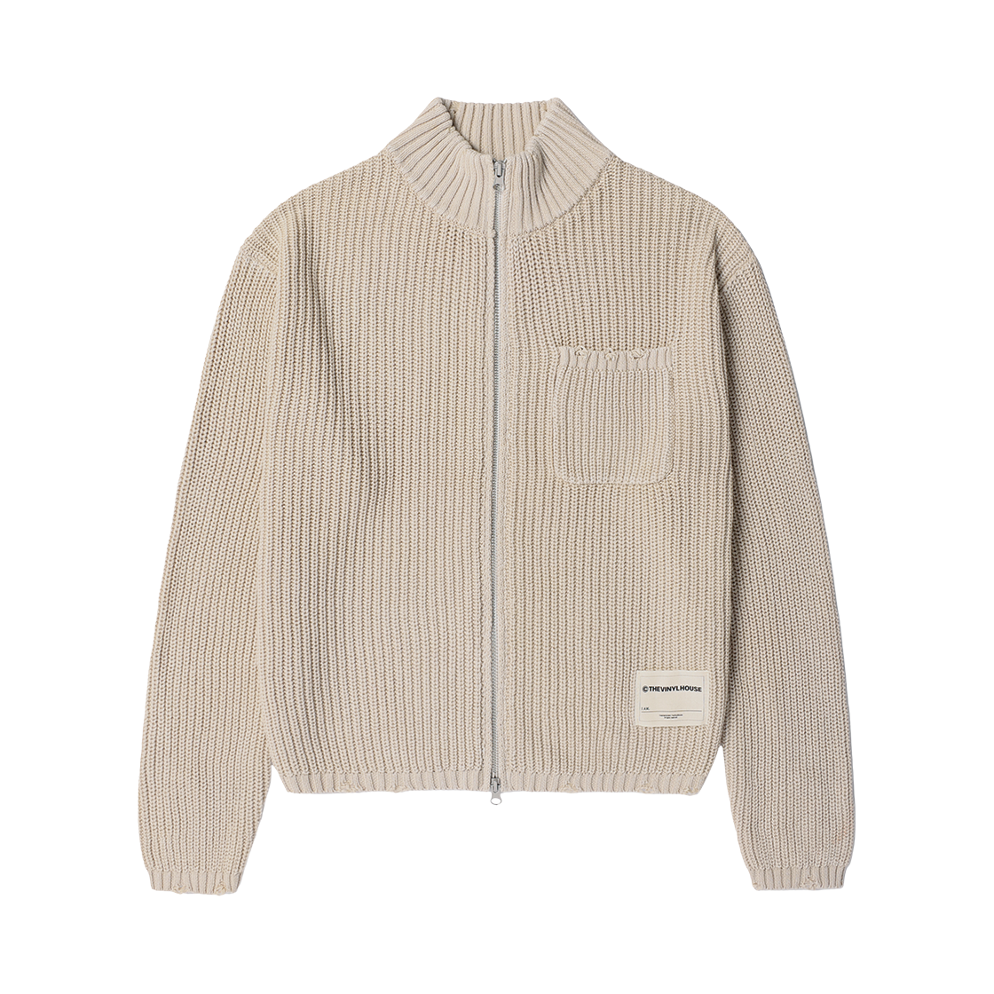 VH2GFUK680ABE Thevinylhouse Washed Zip-Up Cardigan Beige