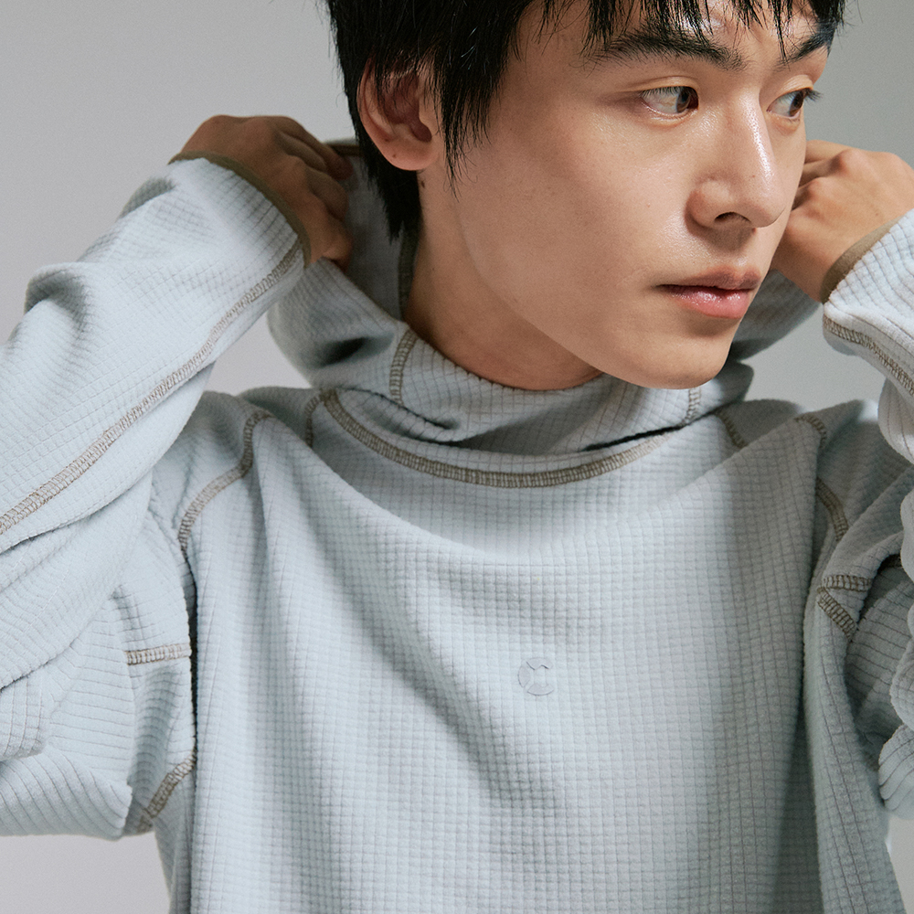 챕터엑스 그리드 텍스쳐 트레킹 후디 그레이(Chapter.X Grid Texture Trekking Hoodie Grey) - 2