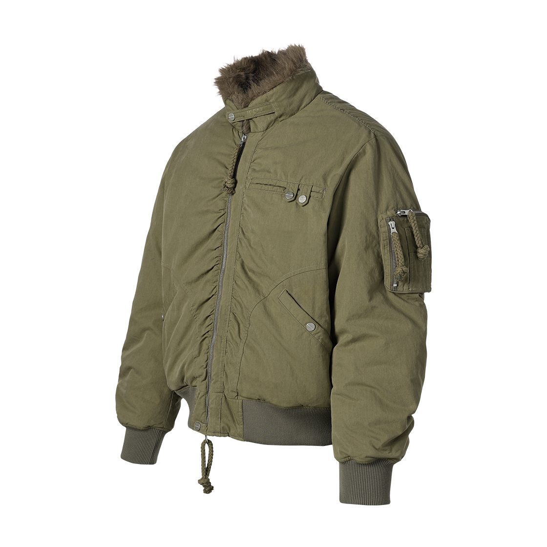 더바이닐하우스 유틸리티 퍼 봄버 자켓 카키(Thevinylhouse Utility Fur Bomber Jacket Khaki) - 2