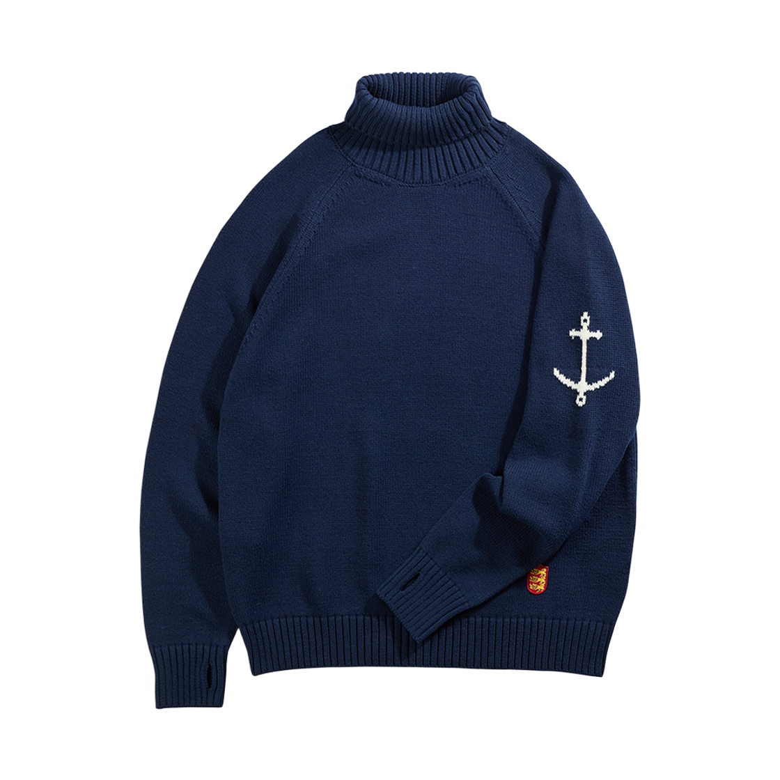 건지울른스 헤비코튼 터틀넥 스웨터 네이비(Guernsey Woollens Heavy Cotton Turtleneck Sweater Navy) - 1