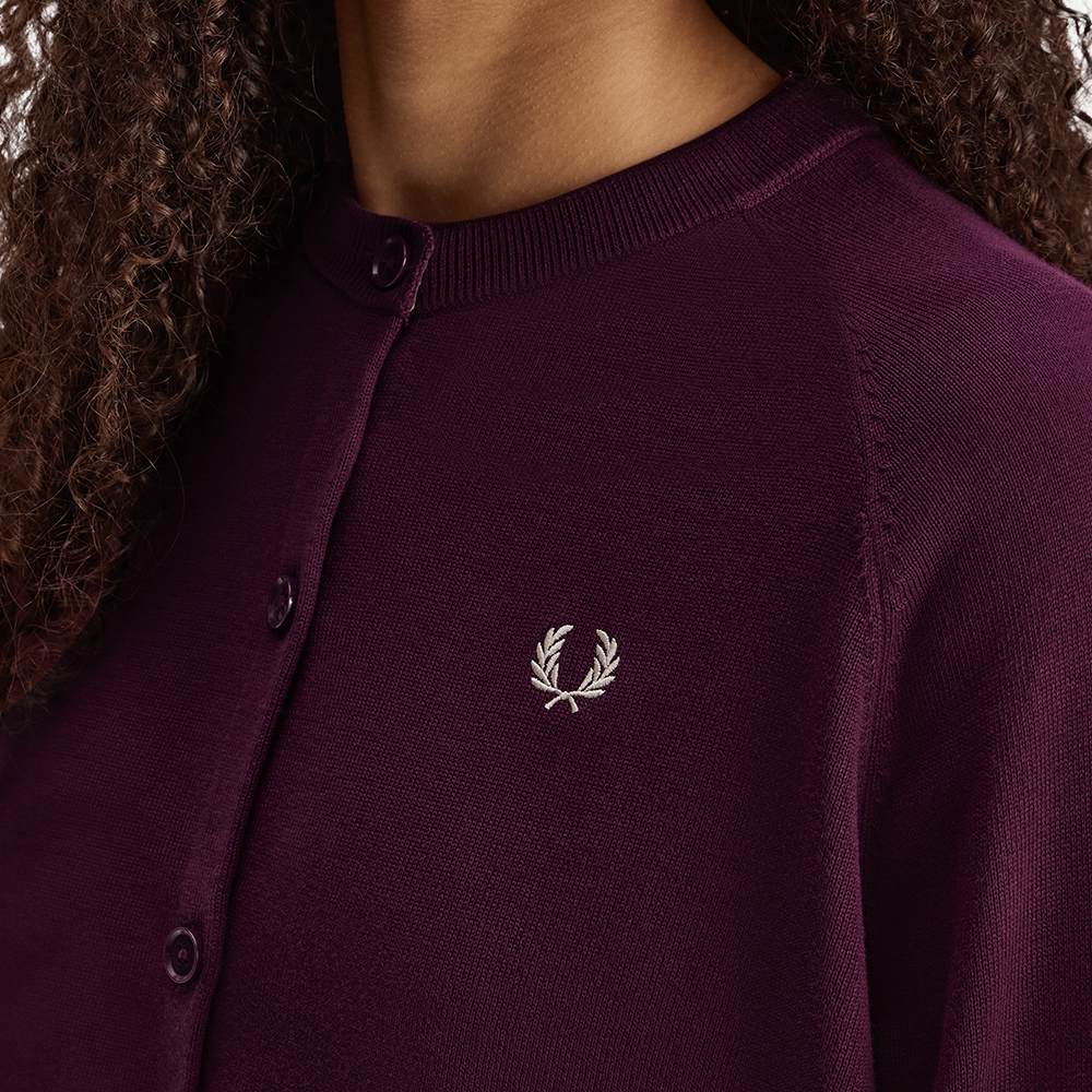 프레드페리 우먼즈 오버사이즈드 크루넥 가디건 플럼(Fred Perry Oversized Crew Neck Cardigan Plum) - 6