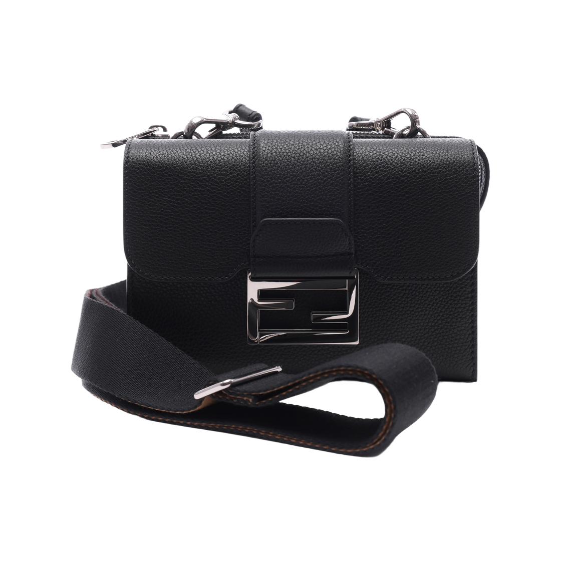 7VA649 APDR F0GXN 25S [15% 쿠폰] Fendi Leather Double Baguette Bag Black