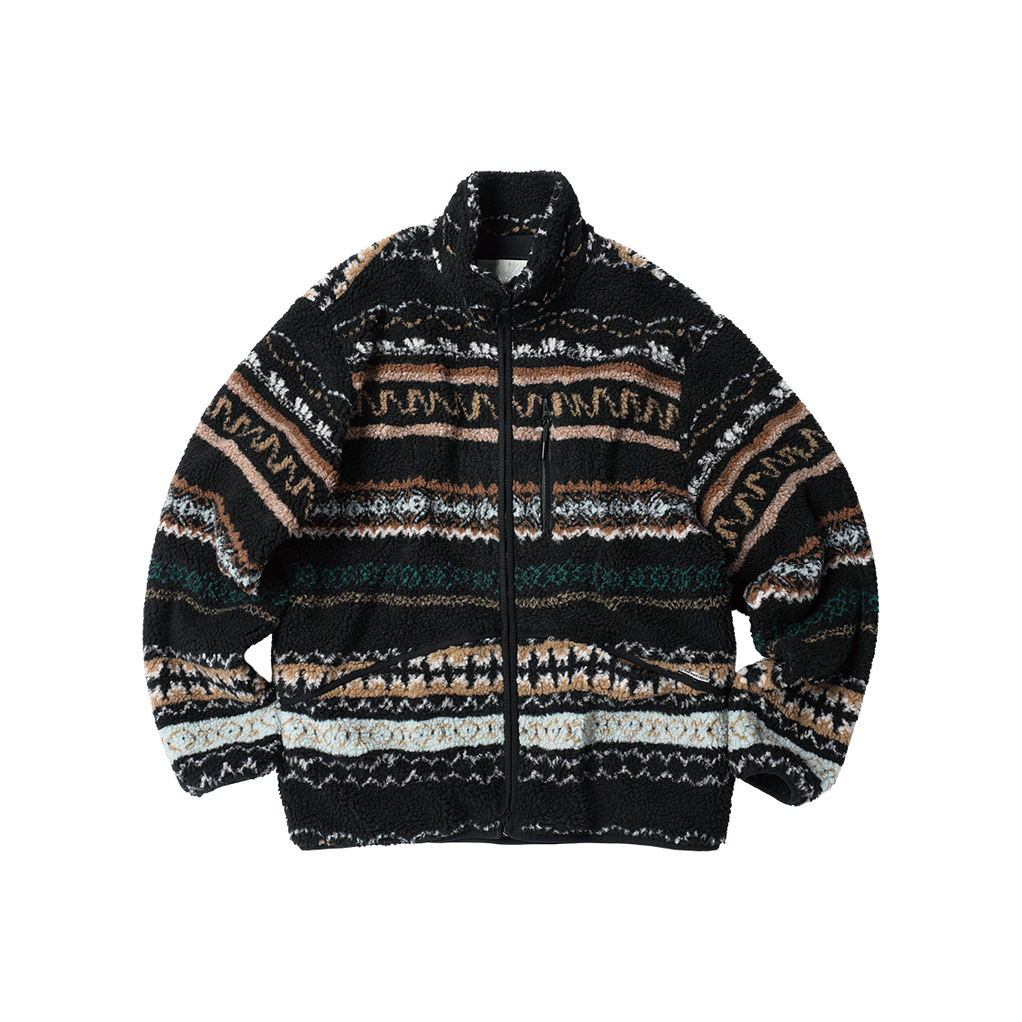 VH2GFUB966ABK Thevinylhouse Paisley Fleece Jacket Black