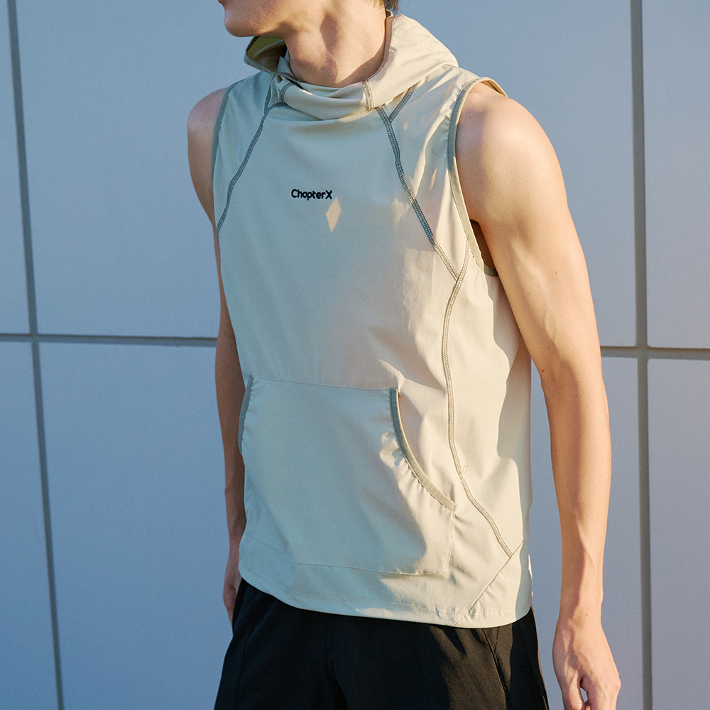 챕터엑스 퀵 드라이 아웃 레이어 베스트 그린(Chapter.X Quick-Dry Hooded Layer Vest Green) - 4
