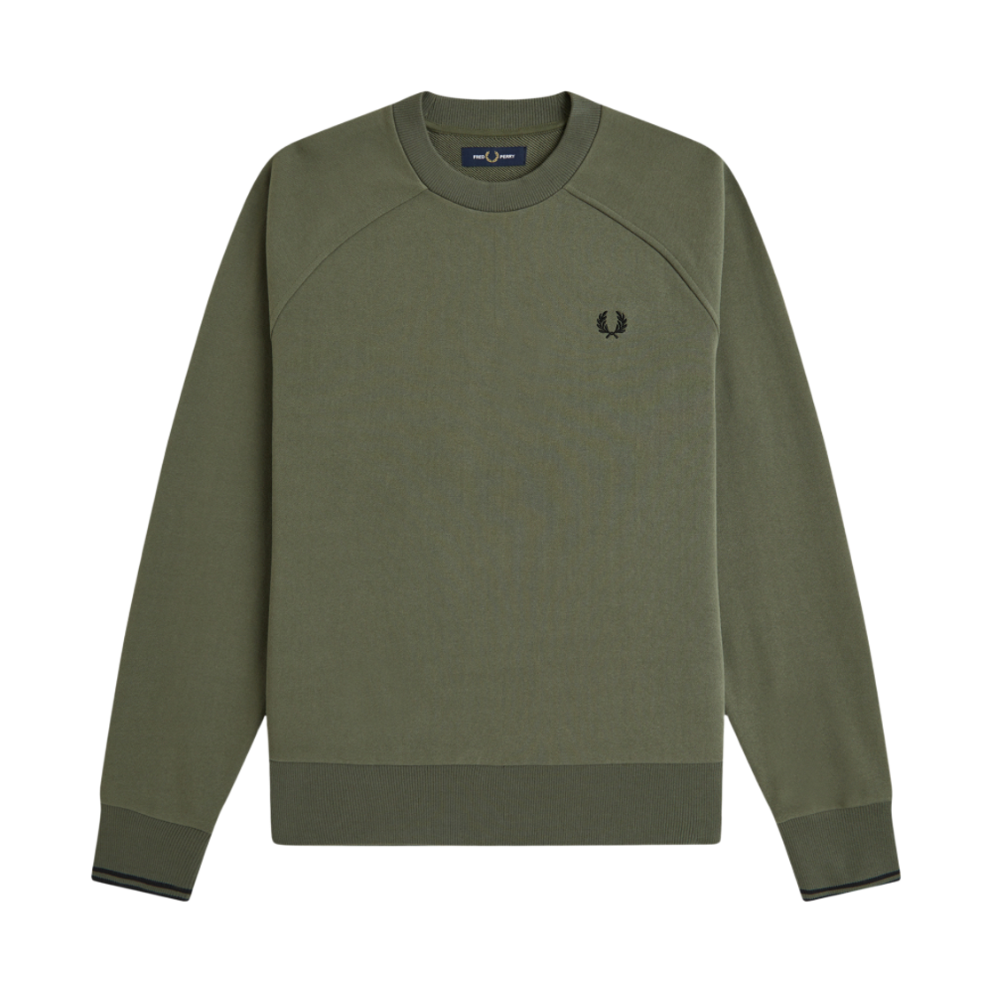 프레드페리 릴렉스드 팁드 크루넥 스웻셔츠 로렐리스그린(Fred Perry Relaxed Tipped Crewneck Sweatshirt Laurel Wreath Green)