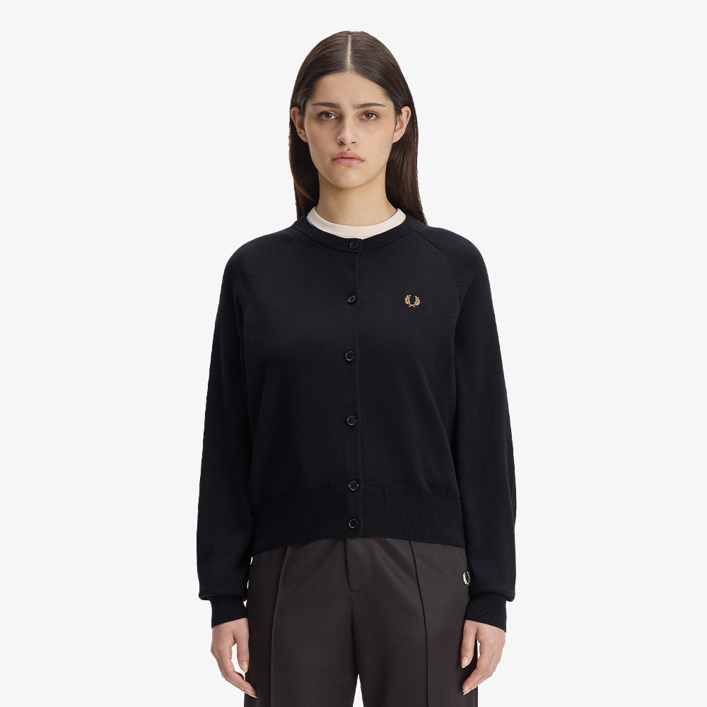 프레드페리 우먼즈 오버사이즈드 크루넥 가디건 블랙(Fred Perry Oversized Crew Neck Cardigan Black) - 3