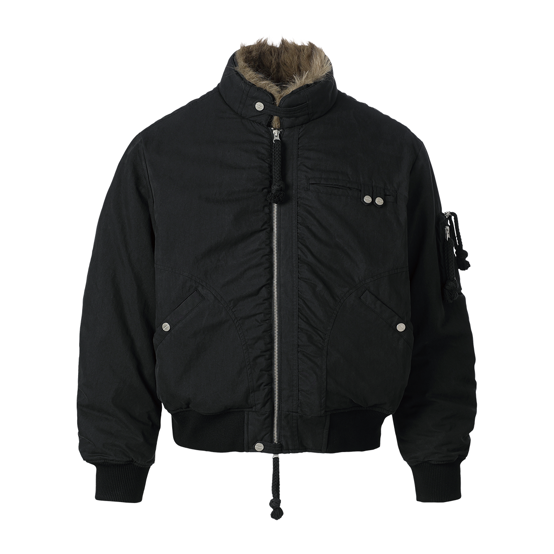 VH2GFUB931ABK Thevinylhouse Utility Fur Bomber Jacket Black
