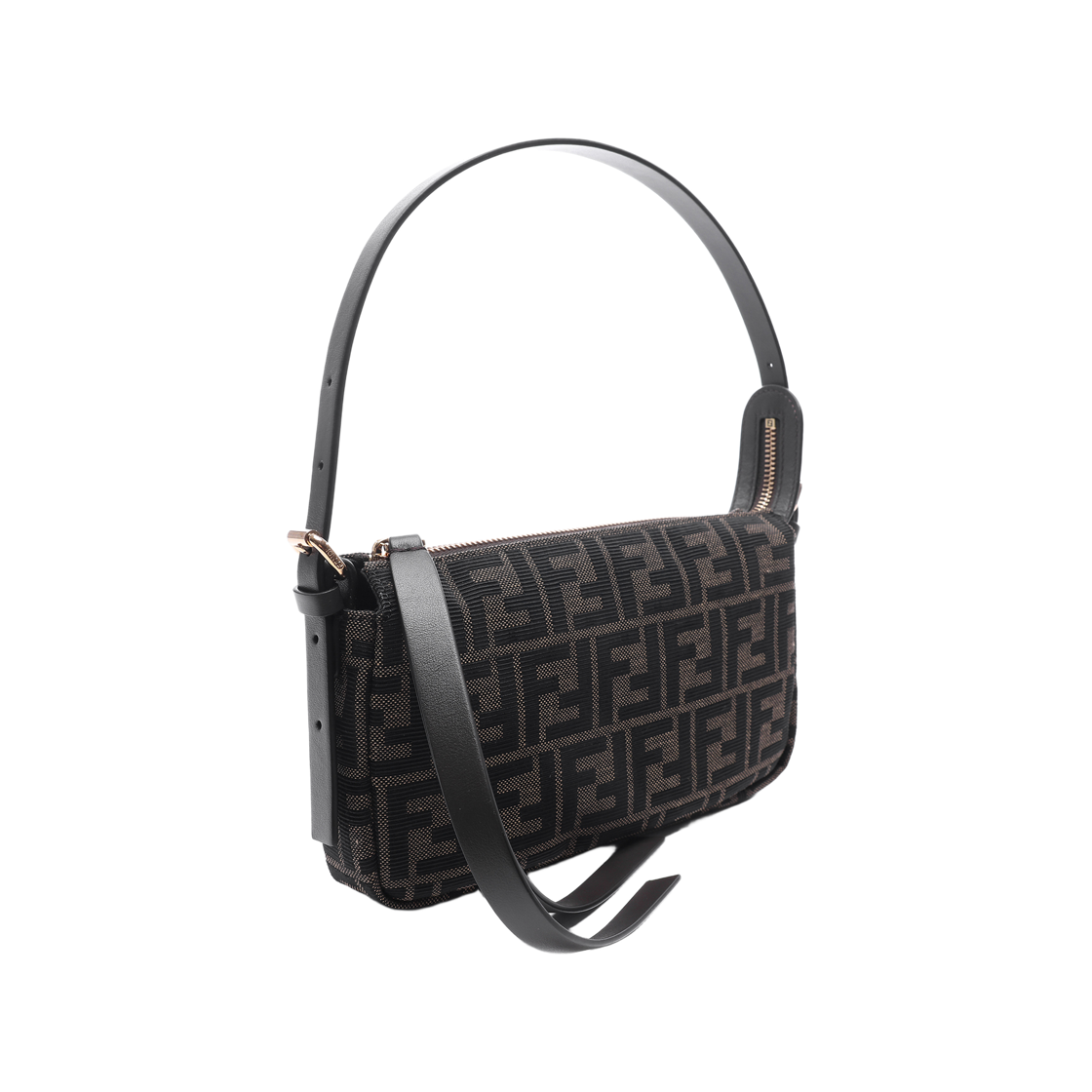 [15% 쿠폰] 펜디 지퍼 탑 스몰 FF 주카 자카드 패브릭백 브라운([15% 쿠폰] Fendi Zipper Top Small FF Zucca Jacquard Fabric Bag Brown) - 3