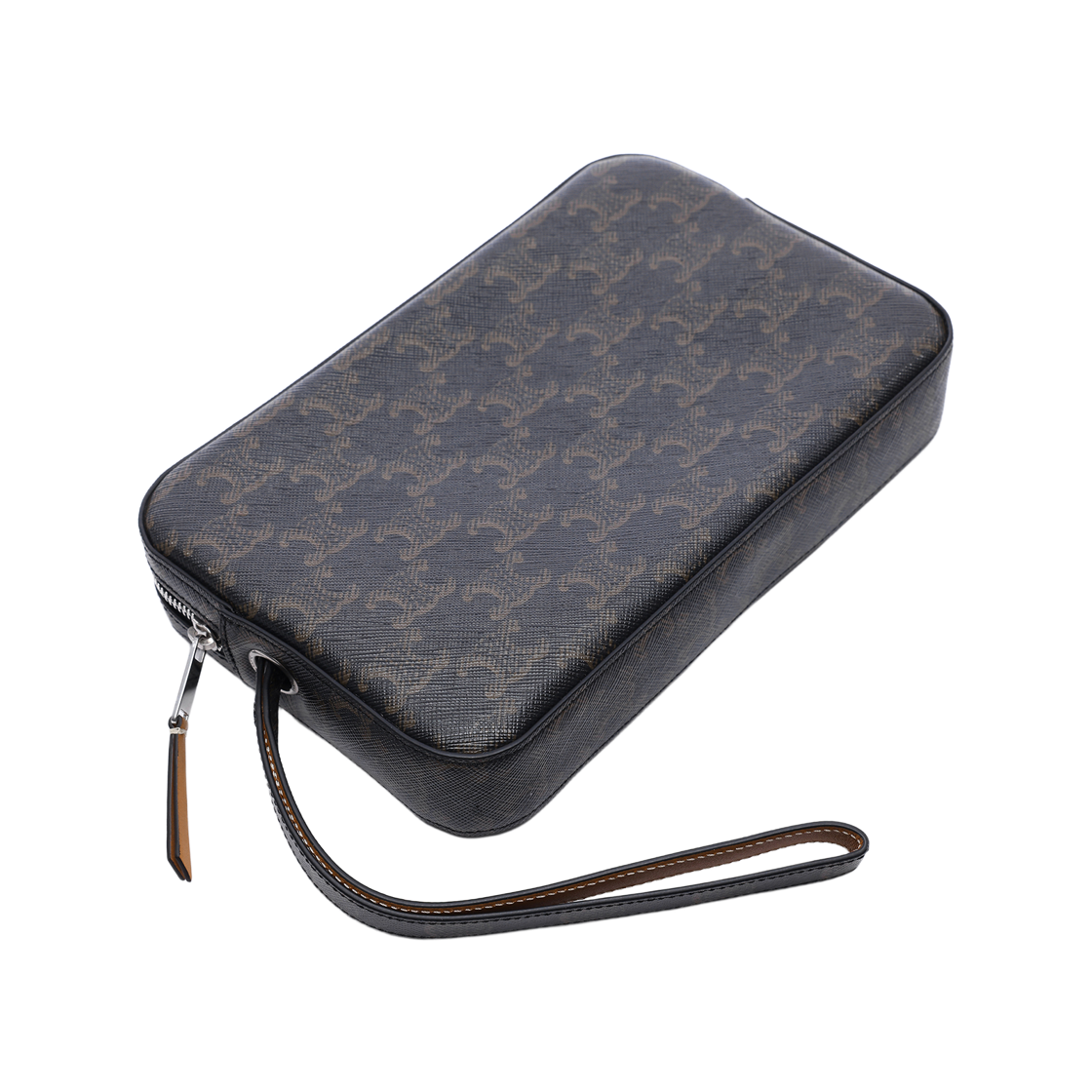 [15% 쿠폰] 셀린느 스트랩 파우치 트리옹프 캔버스 카프스킨 탄([15% 쿠폰] Celine Pouch With Strap in Triomphe Canvas and Calfskin Tan) - 5