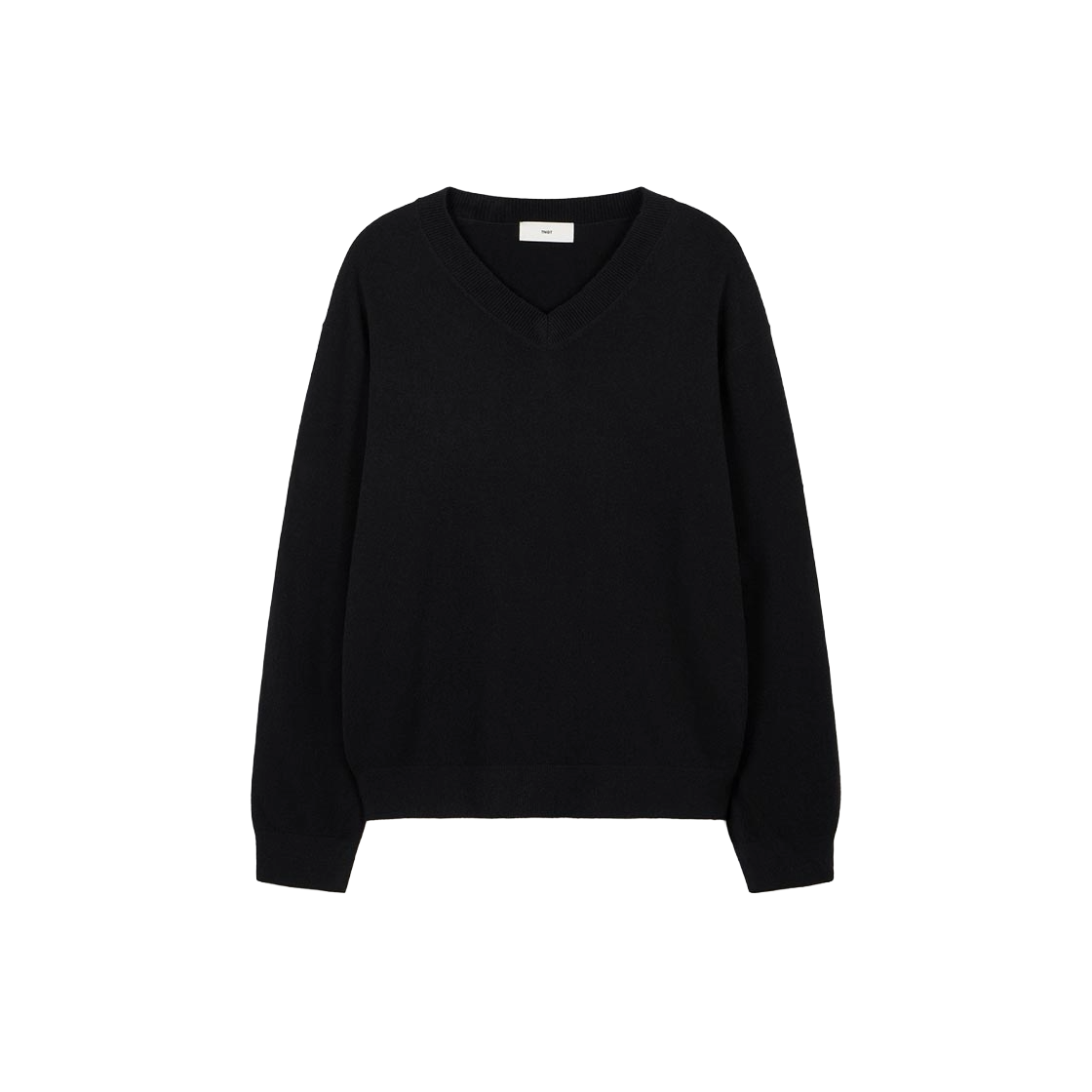 TNSW6F114BK_W TNGT W Cashmere Blended V-Neck Knit Top Black